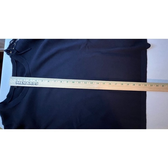 Talbots Small navy blue side‎ shoulder tie crew light summer sweater 3/4 sleeve - Picture 7 of 8